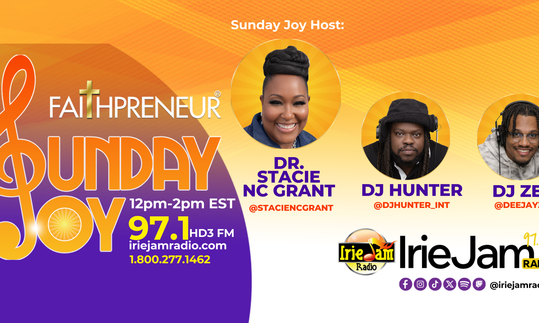 Faithpreneur Sunday Joy Show on Irie Jam Radio - Oct 18, 2026